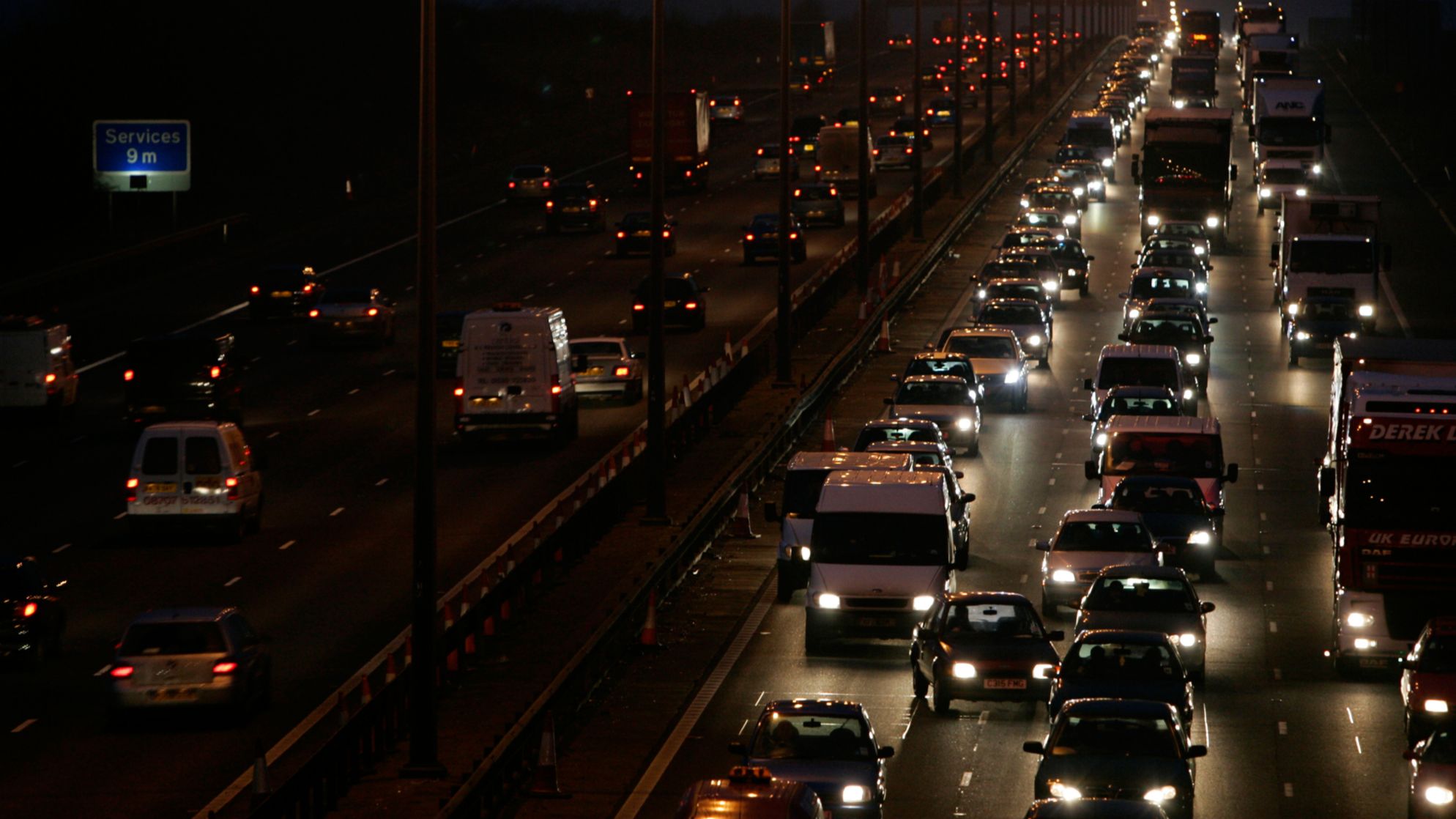 Cars in traffic on a highway